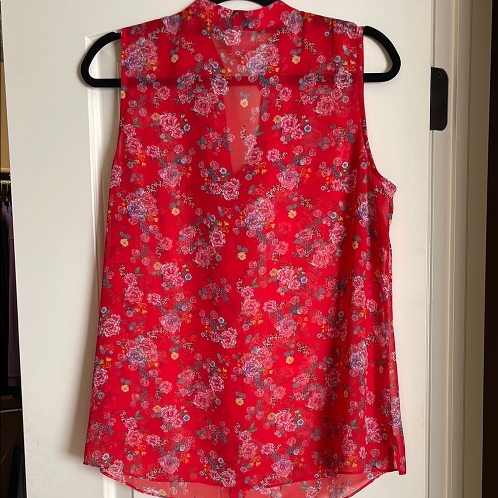 CAbi Red Ruffled Mandarin Collar Blouse - Picture 4 of 4